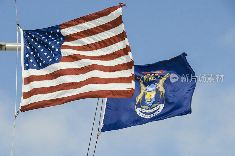 美国和密歇根旗帜