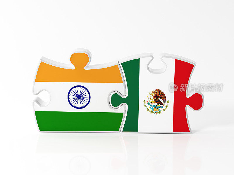 有印第安和墨西哥旗帜纹理的拼图