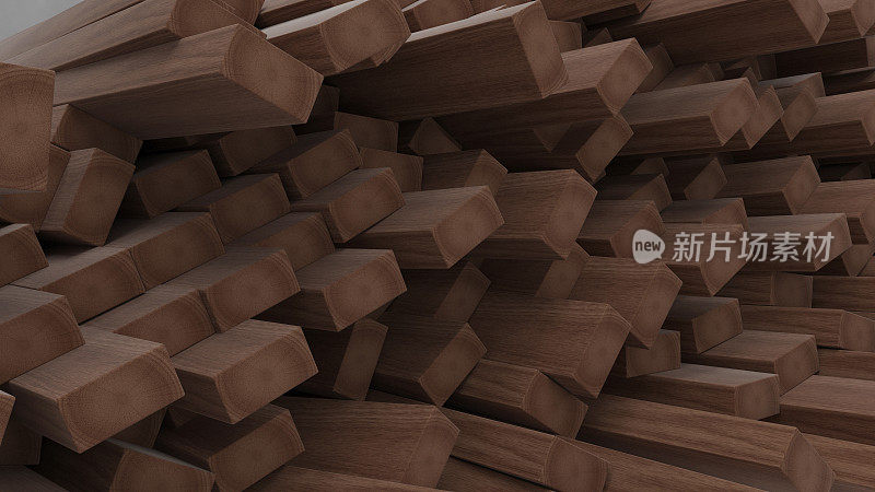 3D结构木梁和木板的渲染