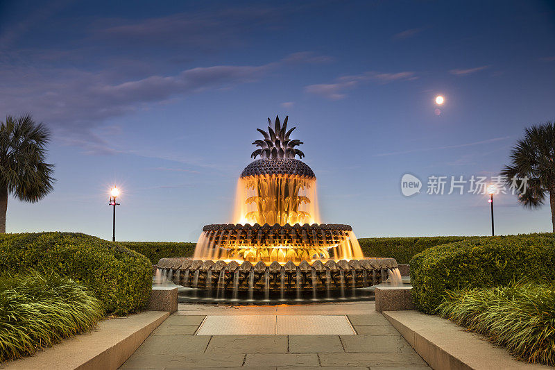 南卡罗来纳州查尔斯顿菠萝喷泉