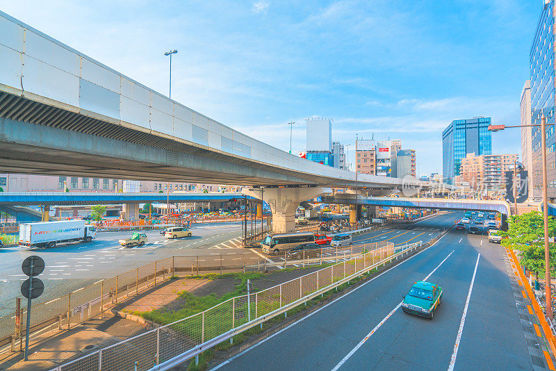 城市街景在东京，日本