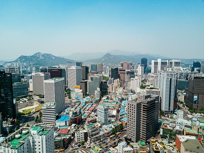 韩国首都首尔的航拍图片