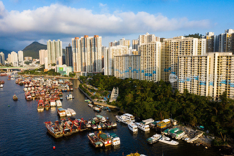 香港香港仔香港仔湾的无人机照片