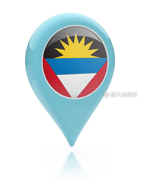 3D地图指针-安提瓜和巴布达旗