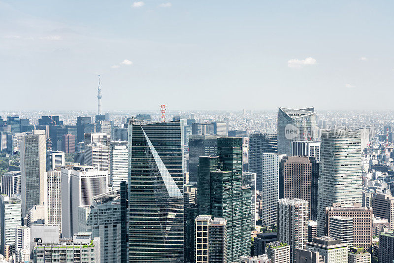 日本Tyoko的城市建筑高角度视图