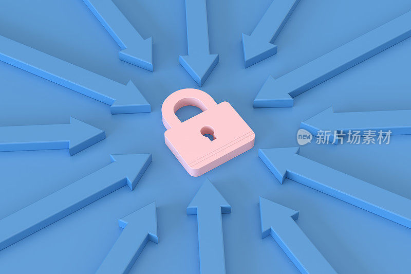 箭锁，安全，数据保护，锁定概念