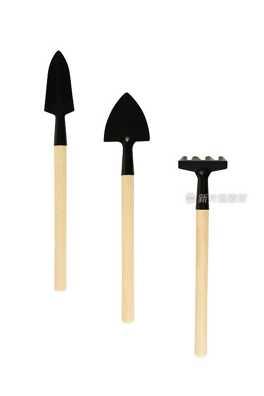 园艺工具(裁剪路径)。园艺设备铲子和耙子