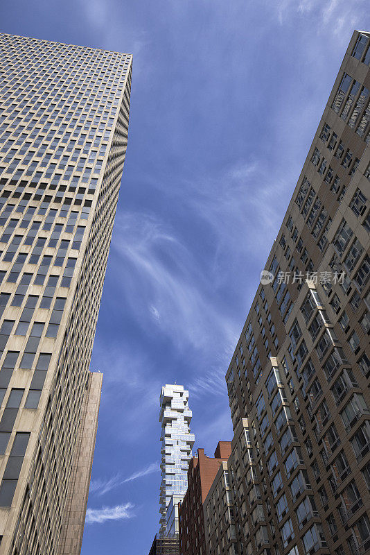 纽约曼哈顿下城建筑的街景