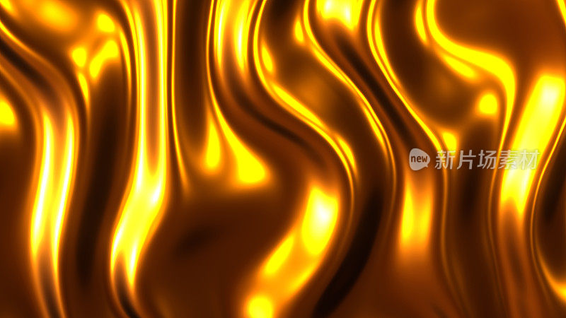 金色的金属波纹，闪闪发光的金色光泽金属波纹液纹纹理