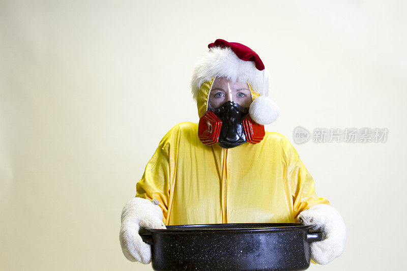 厨房灾难，防护服和圣诞帽