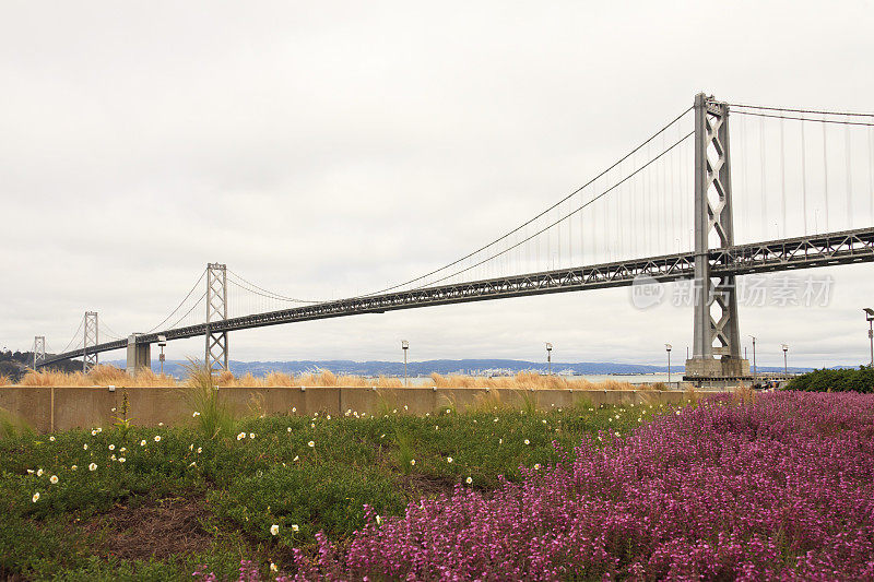 旧金山:海湾大桥从Embarcadero