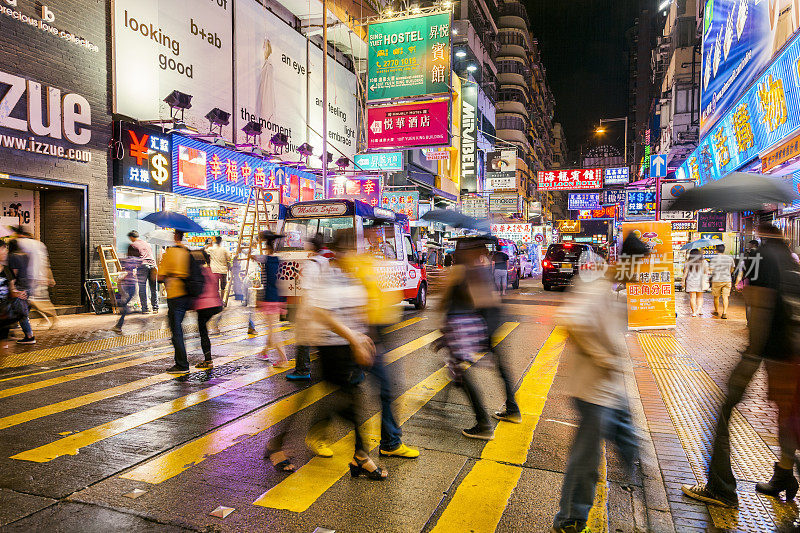 晚上的香港商业区