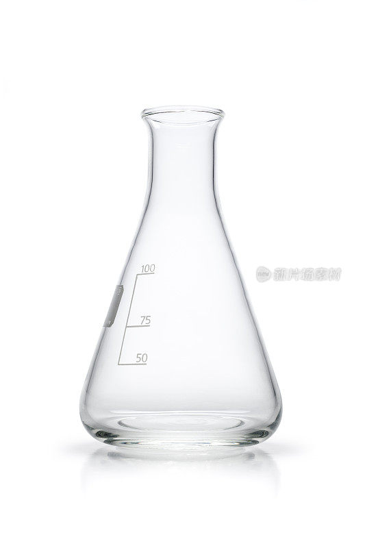 空锥形烧瓶-孤立的白色背景
