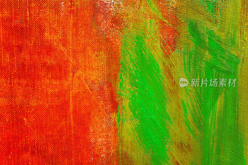 抽象画上红色和绿色的艺术背景。