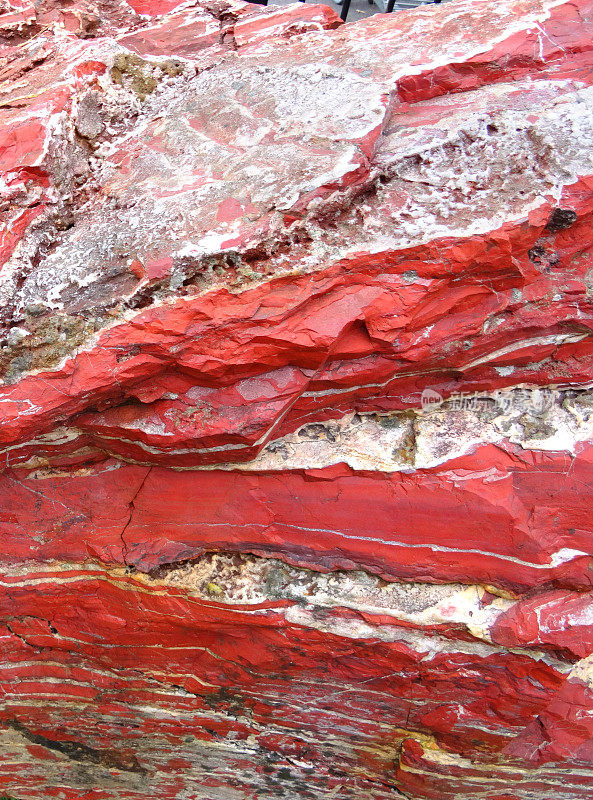 大型红色大理岩、石英脉、变质岩表面