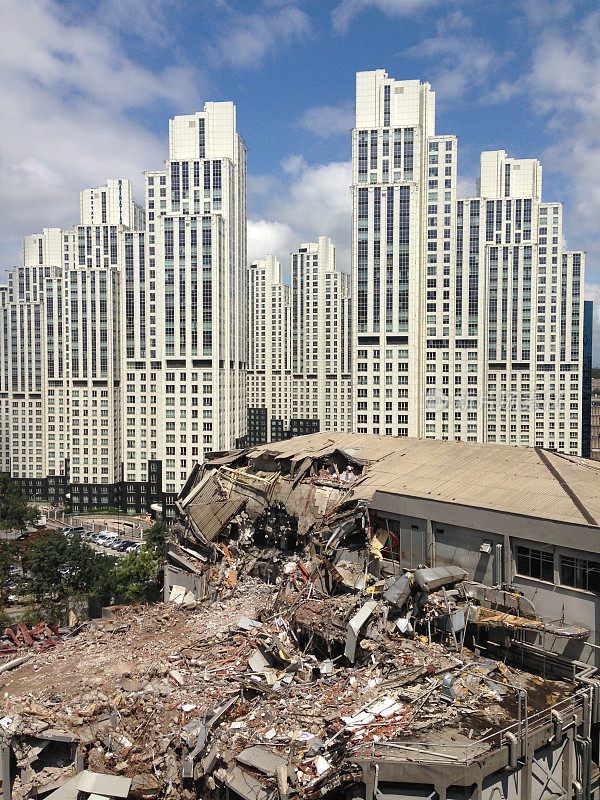 建筑拆除，Maslak，伊斯坦布尔，土耳其