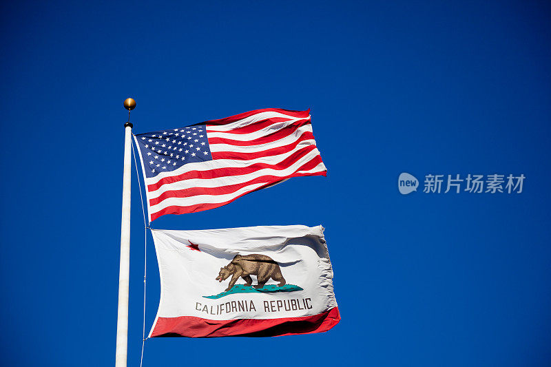 加州和美国国旗上的风
