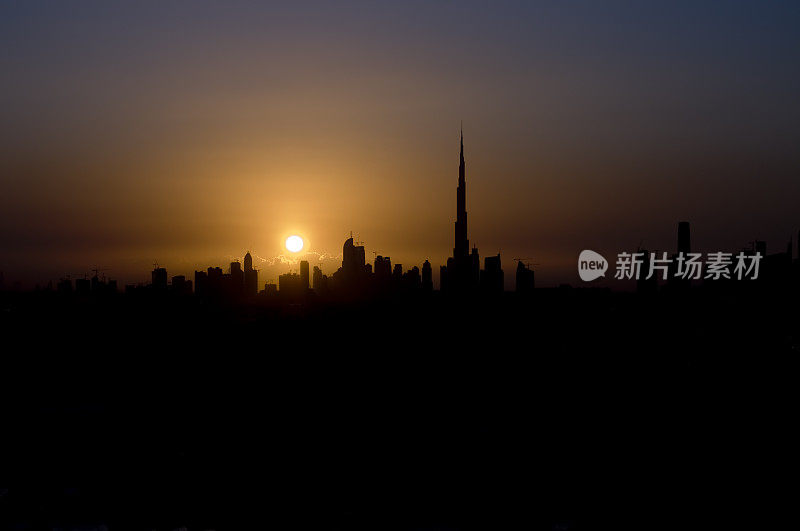 迪拜天际线日落
