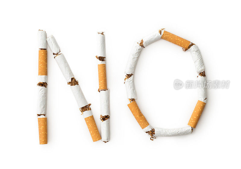 禁止吸烟标志由碎香烟制成，隔离