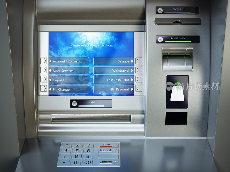 ATM机。自动柜员机。
