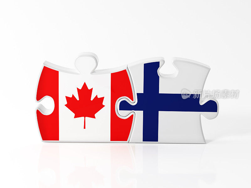 有加拿大和芬兰国旗纹理的拼图