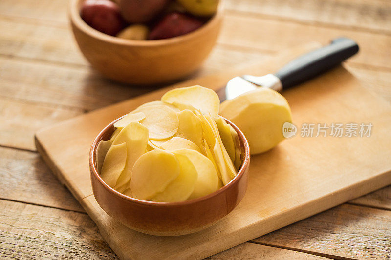 生薯片，特写