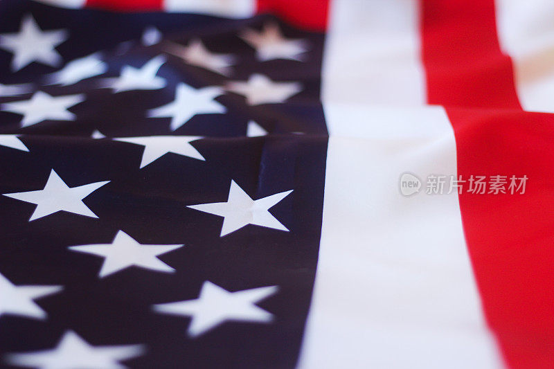 爱国主义的概念，7月4日，独立日和国庆节。从另一个角度看美国国旗。