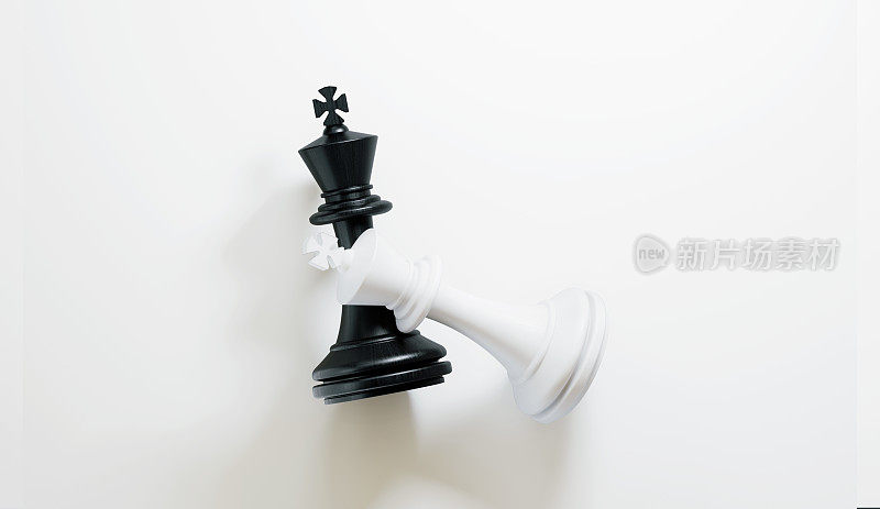 黑棋和白棋王棋子在白色的背景