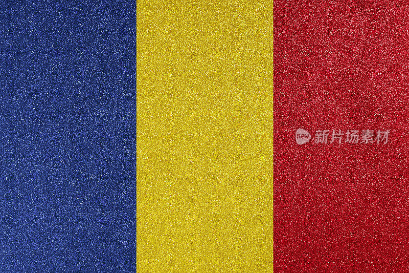 罗马尼亚国旗闪闪发光的纹理