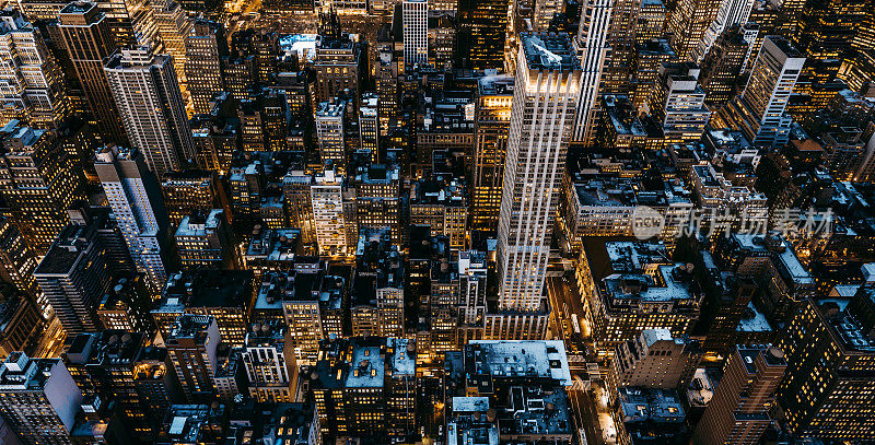 纽约曼哈顿夜景鸟瞰图