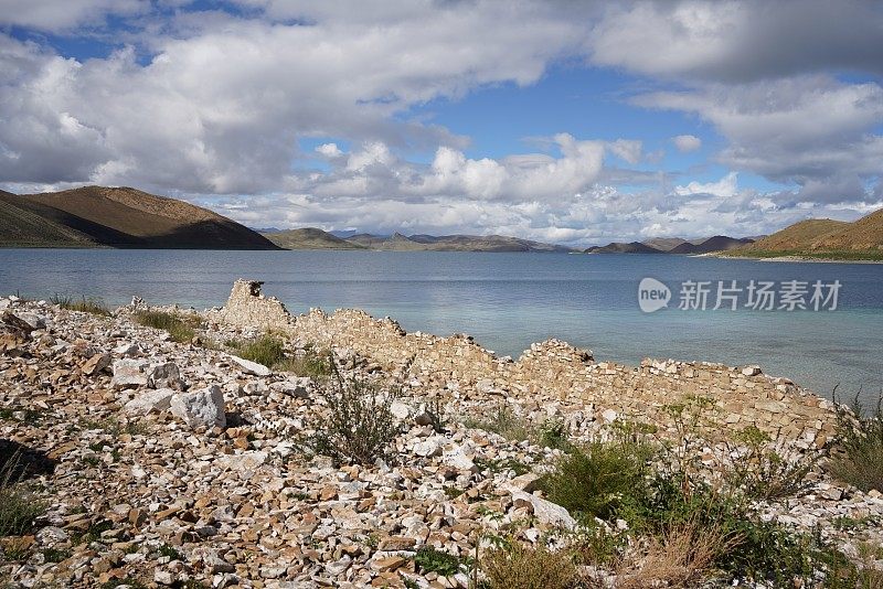 中国西藏的湖泊风景和地形