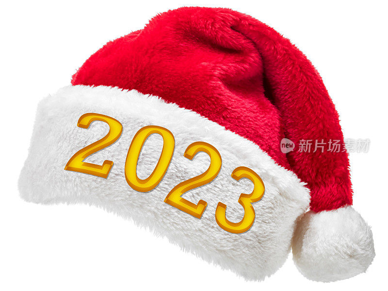 白色上有2023标志的圣诞帽