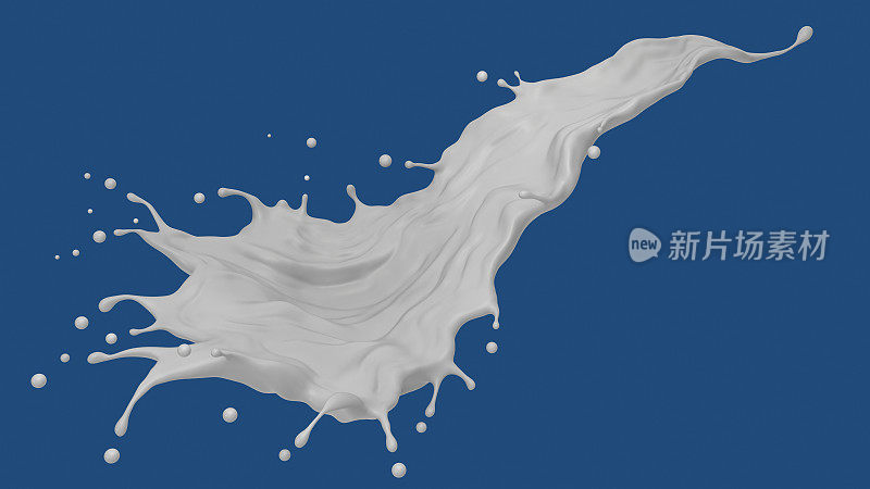 牛奶飞溅隔离的背景包括剪切路径，3d渲染