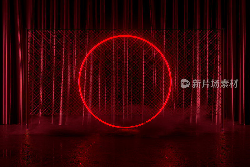 红色霓虹灯闪烁幕展背景圣诞新年概念