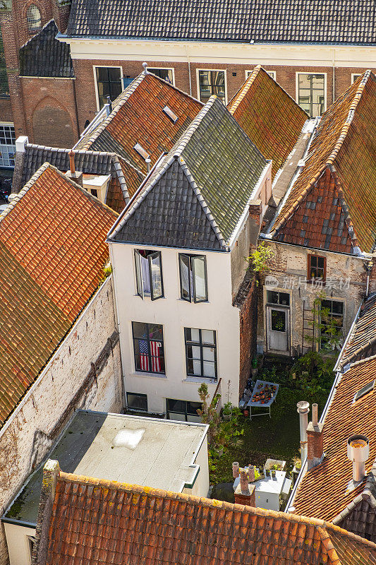 在荷兰上艾瑟尔的汉萨同盟城市坎彭的屋顶上观看