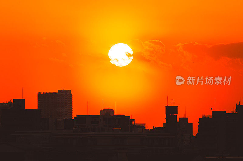 夕阳下的东京市景