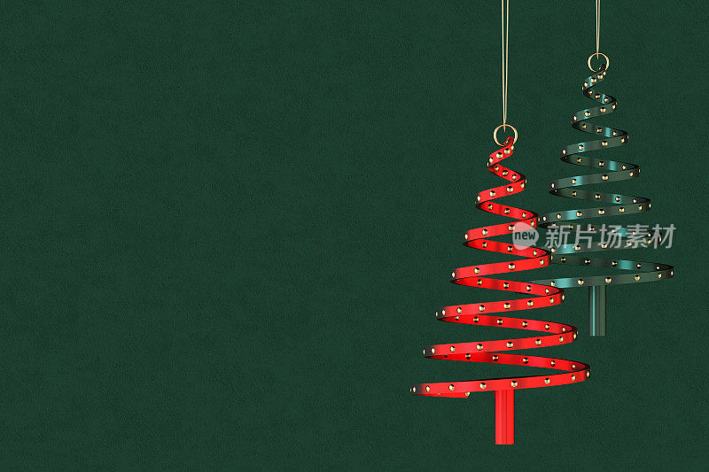 圣诞背景用绿色背景上的树，新年的概念。