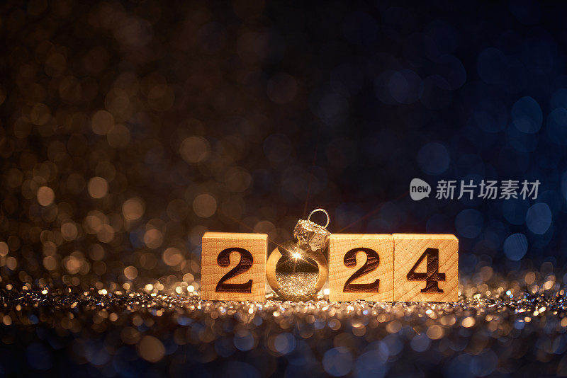 圣诞新年2024上散焦灯-背景派对庆祝圣诞金