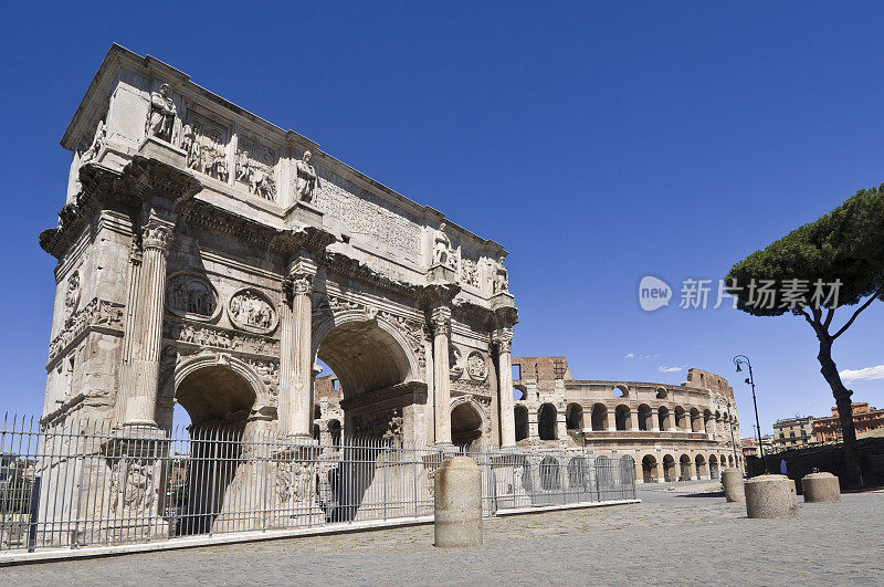 君士坦丁拱门和罗马斗兽场，意大利