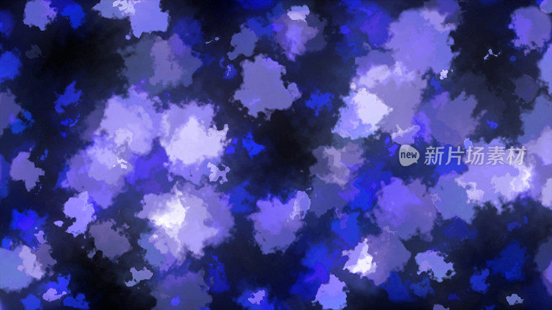 蓝色美丽的水彩纸闪亮的空间火粒子粉末循环流动动画抽象艺术幻想运动银色背景