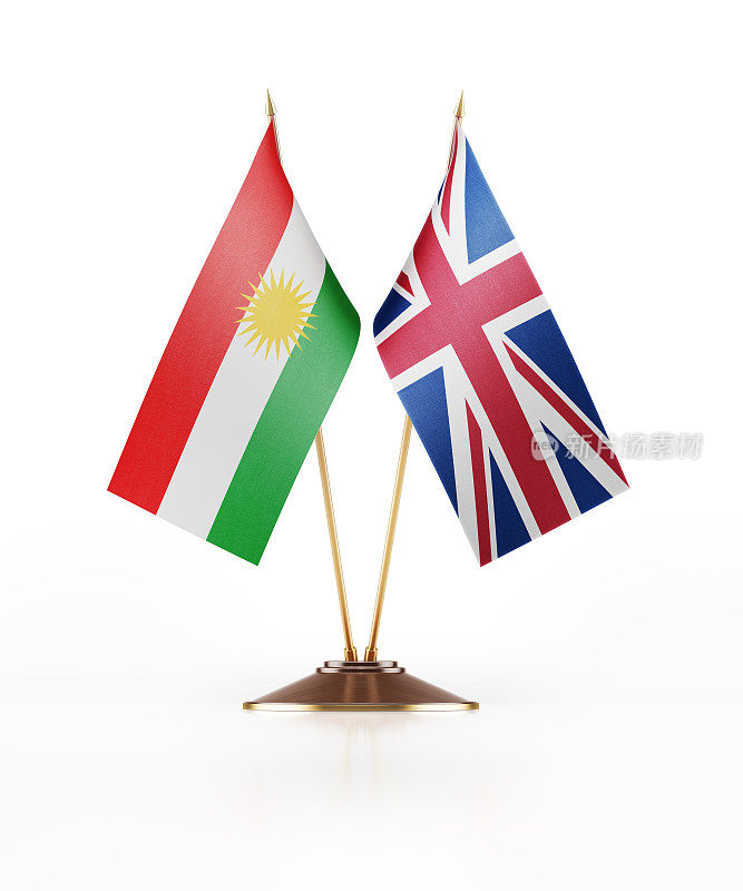 库尔德斯坦和英国的微型旗帜
