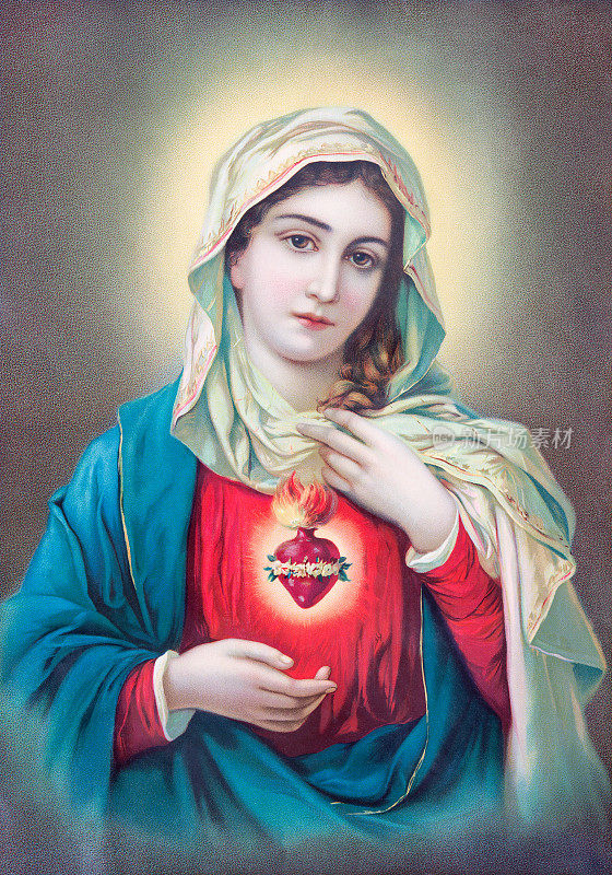 圣母玛利亚的心脏-典型的天主教形象