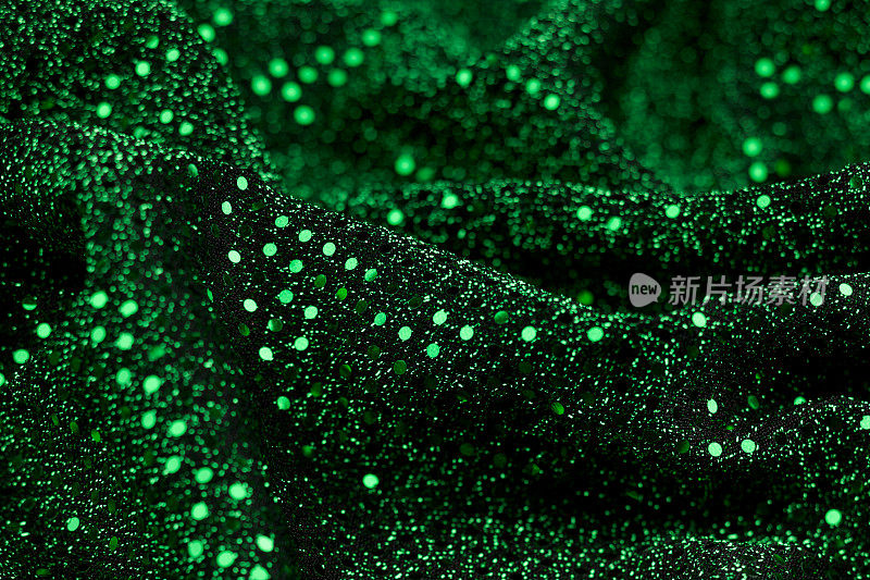 绿色亮片织物细节