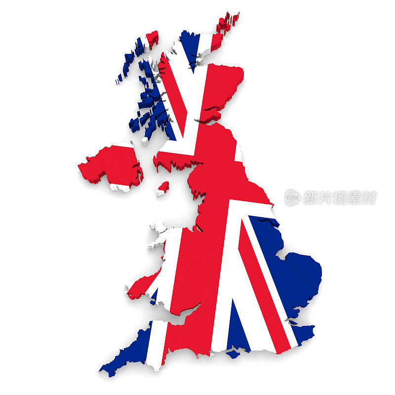 英国地图旗轮廓在3D