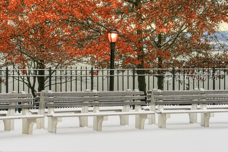 纽约第一场雪。