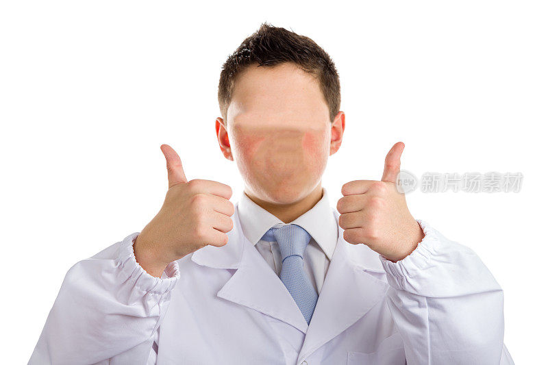 没有脸的男医生竖起大拇指