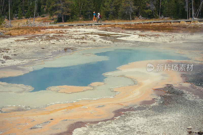 火山蒸汽彩色间歇泉温泉池，黄石国家公园