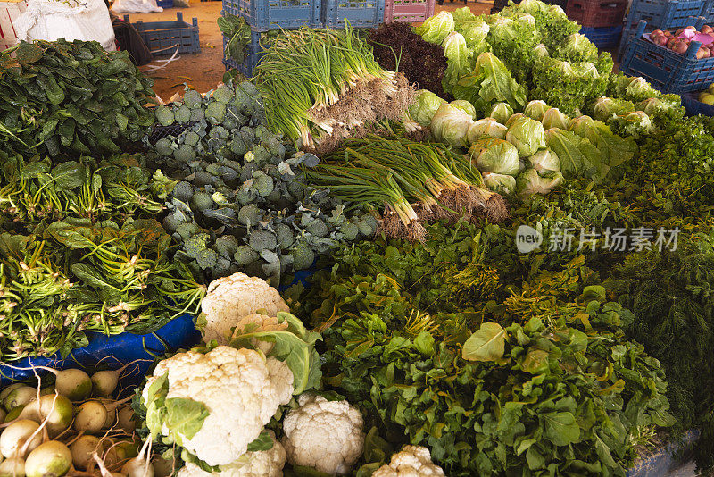 新鲜的混合蔬菜在农贸市场出售