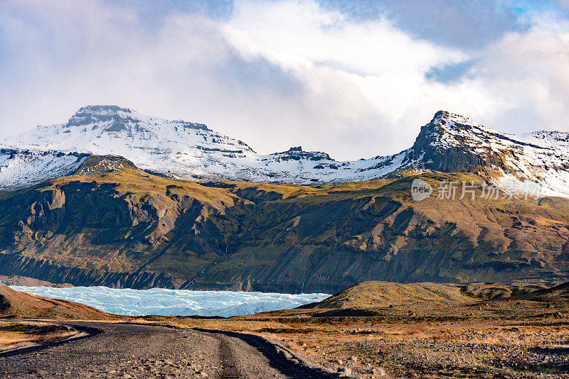 风景冰岛Svínafellsjökull冰川舌景观