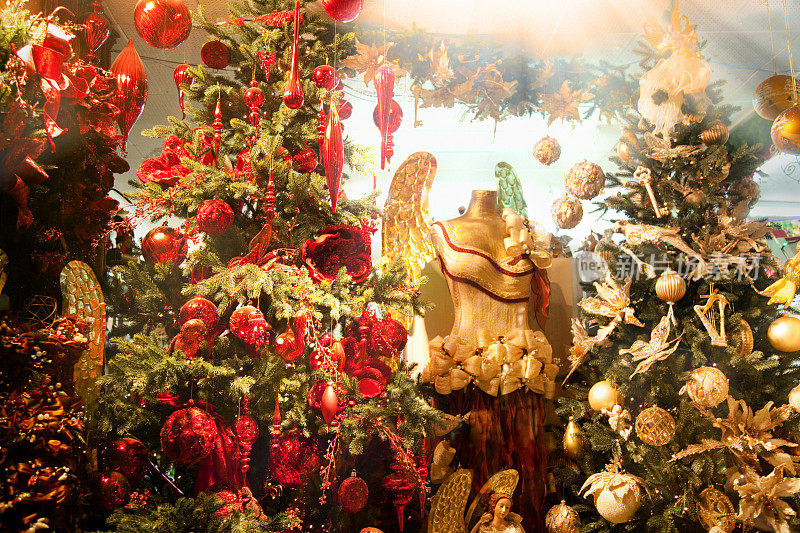 华丽的魔术圣诞装饰商店橱窗展示